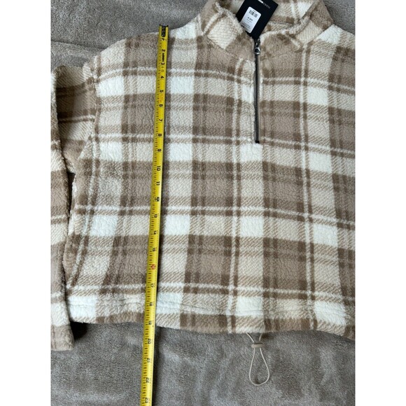 Fashion Nova Plaid 1/2 Zip Fleece Pullover Sweater Winter - Picture 7 of 15